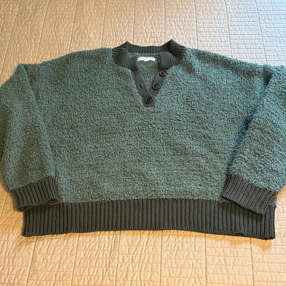 LA Hearts Women’s Cropped Green Soft Fuzzy Sweater size S